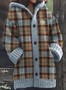 Cardigans Femmes Décontracté Printemps / Automne Plaid Sweat-shirt à Capuche Quotidien Coupe Régulière Manches Longues Laine/Tricot Trapèze