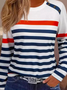 T-shirts Femmes Rayé Décontracté Printemps / Automne Quotidien Ample Jersey Col Rond Régulier Régulier