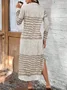Femmes Rayé Noir Col Rond Confortable Robe Maxi Rétro