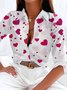 Chemises Rétro Printemps / Automne Coeur/cordé Vacances Ample Manches Longues Régulier Droit Col de Chemise pour Femmes