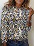 T-shirts Femmes Décontracté Printemps / Automne Zèbre Micro-élasticité Vacances Jersey Col Rond Droit Régulier