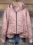 à Capuche Femmes Décontracté Floral Printemps / Automne Coton Micro-élasticité Coupe Régulière Manches Longues Régulier Encapuchonné