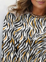T-shirts Femmes Décontracté Printemps / Automne Zèbre Micro-élasticité Vacances Jersey Col Rond Droit Régulier