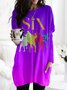 T-shirts Femmes Géométrique Rétro Printemps / Automne Micro-élasticité Quotidien Coupe Régulière Manches Longues Mi-long Trapèze