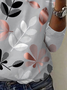 T-shirts Décontracté Printemps / Automne Feuille Quotidien Ample Jersey Manches Longues Col Rond Droit pour Femmes