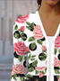 Élasticité moyenne Col V Manches trois quarts Régulier Floral Kimono pour Femmes