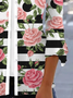 Élasticité moyenne Col V Manches trois quarts Régulier Floral Kimono pour Femmes