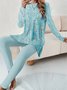 Deux Pièces Ensembles Décontracté Abstrait Printemps / Automne Naturel Aucune élasticité Quotidien Jersey Top Avec Pantalons Droit pour Femmes