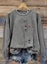 Sweat-shirts Rétro Printemps / Automne impression en 3D Micro-élasticité Quotidien Col Rond Régulier Droit Régulier pour Femmes