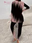 Deux Pièces Ensembles Femmes Décontracté Abstrait Printemps / Automne Naturel Aucune élasticité Quotidien Manches Longues Top Avec Pantalons Régulier