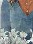 T-shirts Décontracté Floral Printemps / Automne Col V Aucune élasticité Quotidien Jersey Standard T.-N.-L. pour Femmes