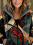 Sweat-shirt à Capuche Manches Longues Épaissi Géométrique Blouson pour Femmes