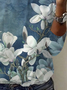 T-shirts Décontracté Floral Printemps / Automne Col V Aucune élasticité Quotidien Jersey Standard T.-N.-L. pour Femmes