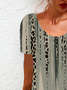 Femmes Motif Léopard Gris Col Rond Confortable Mini Robe Décontracté