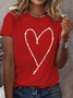 T-shirts Décontracté Été Coeur/cordé Ample le Jour de la Saint-Valentin Col Rond en Mélangé de Coton Droit Régulier pour Femmes
