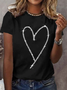 T-shirts Décontracté Été Coeur/cordé Ample le Jour de la Saint-Valentin Col Rond en Mélangé de Coton Droit Régulier pour Femmes