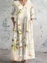 Femmes impression en 3D Comme Image Col V Confortable Robe Maxi Rétro