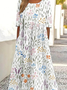Femmes impression en 3D Comme Image Col Rond Confortable Robe Maxi Rétro