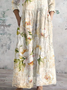Femmes impression en 3D Comme Image Col V Confortable Robe Maxi Rétro