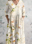 Femmes impression en 3D Comme Image Col V Confortable Robe Maxi Rétro