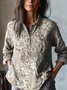 Chemises Femmes Décontracté Floral Printemps / Automne Coton Aucune élasticité Quotidien Manches Longues Régulier Col Montant