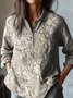 Chemises Femmes Décontracté Floral Printemps / Automne Coton Aucune élasticité Quotidien Manches Longues Régulier Col Montant