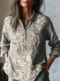 Chemises Femmes Décontracté Floral Printemps / Automne Coton Aucune élasticité Quotidien Manches Longues Régulier Col Montant