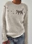 Pulls Décontracté Imprimé d'Animal Printemps / Automne Micro-élasticité Quotidien Col Rond Laine/Tricot Régulier Trapèze pour Femmes