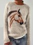 Pulls Femmes Décontracté Imprimé d'Animal Printemps / Automne Quotidien Coupe Régulière Manches Longues Col Rond Laine/Tricot Régulier