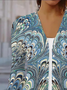 Élasticité moyenne Col V Manches trois quarts Régulier Géométrique Kimono pour Femmes