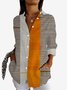 Chemises Rayé Décontracté Printemps / Automne Polyester Ample Manches Longues Régulier Col de Chemise T.-N.-L. pour Femmes