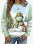 Sweat-shirts Femmes Décontracté Printemps / Automne Bonhomme de Neige de Noël Polyester Naturel Aucune élasticité Ample Manches Longues Col Rond