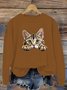 Sweat-shirts Femmes Décontracté Printemps / Automne Chat Micro-élasticité Pull-over Manches Longues Col Rond Régulier Régulier