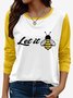 T-shirts Décontracté Lettres de texte Printemps / Automne Ample Jersey Manches Longues Col Rond Droit Régulier pour Femmes