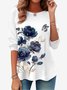 T-shirts Décontracté Floral Printemps / Automne Imprimé Aucune élasticité Ample Régulier Régulier Non pour Femmes