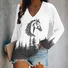 T-shirts Rétro Imprimé d'Animal Printemps / Automne Polyester Micro-élasticité Quotidien Coupe Régulière Manches Longues Régulier pour Femmes
