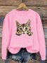 Sweat-shirts Femmes Décontracté Printemps / Automne Chat Micro-élasticité Pull-over Manches Longues Col Rond Régulier Régulier