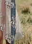 Femmes Floral Abricot Col Rond Confortable Robe Mi-Longue Décontracté
