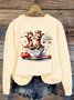 Sweat-shirts Décontracté Printemps / Automne Cerf Micro-élasticité Quotidien 1 * Top Manches Longues Régulier Droit pour Femmes