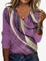 T-shirts Géométrique Décontracté Printemps / Automne Aucune élasticité Jersey Manches Longues Régulier Vacances T.-N.-L. pour Femmes