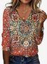 T-shirts Décontracté Ethnique Printemps / Automne Aucune élasticité Coupe Régulière Manches Longues Régulier Droit T.-N.-L. pour Femmes
