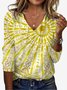 T-shirts Femmes Géométrique Décontracté Printemps / Automne Col V Aucune élasticité Coupe Régulière Régulier Droit T.-N.-L.