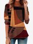 T-shirts Décontracté Printemps / Automne Bloc de Couleur Quotidien Jersey Manches Longues Droit Régulier Élasticité moyenne pour Femmes