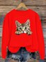 Sweat-shirts Femmes Décontracté Printemps / Automne Chat Micro-élasticité Pull-over Manches Longues Col Rond Régulier Régulier