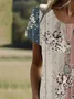 Femmes Floral Abricot Col Rond Confortable Robe Mi-Longue Décontracté