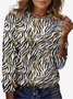 T-shirts Femmes Décontracté Printemps / Automne Zèbre Micro-élasticité Vacances Jersey Col Rond Droit Régulier