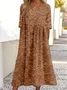 Femmes impression en 3D Brun Col Rond Confortable Robe Maxi Rétro