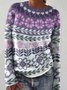 Pulls Décontracté Imprimé d'Animal Printemps / Automne Micro-élasticité Quotidien Coupe Régulière Manches Longues Col Rond Laine/Tricot pour Femmes