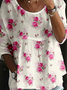 T-shirts Femmes Simple Été impression en 3D Aucune élasticité Quotidien Ample Demi Manche Col Rond Régulier