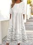 Femmes impression en 3D Blanc Col Rond Confortable Robe Maxi Rétro